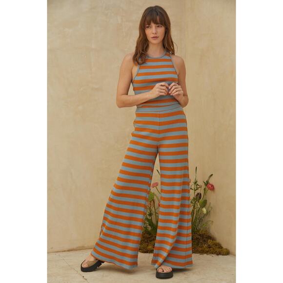 By Together Callie Stripe Tank Flare Pants